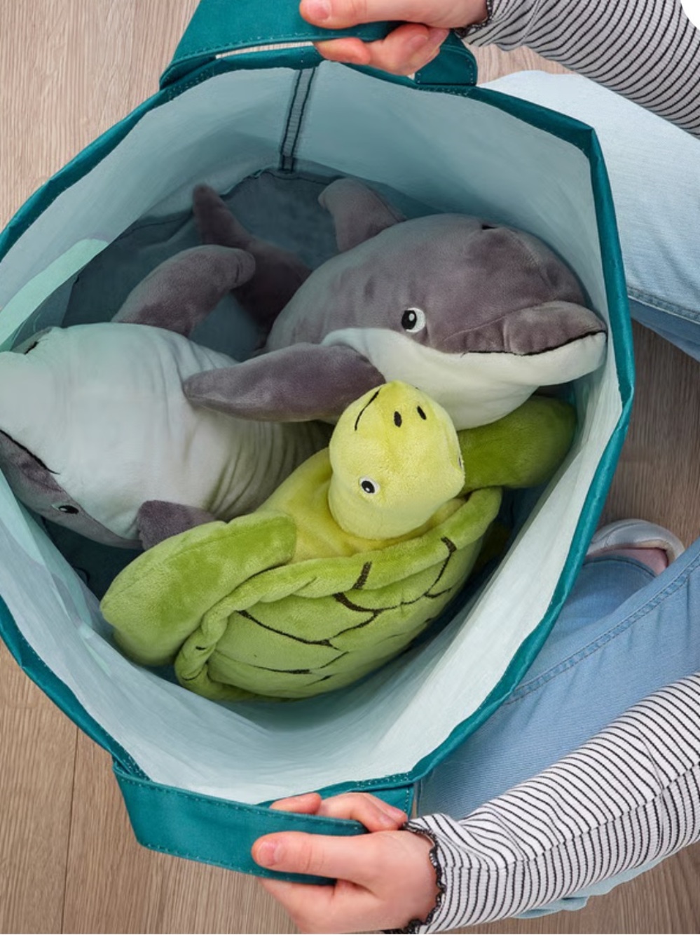 IKEA Whale and Turtle Teal and Light Blue Recycled Storage Bag BLÅVINGAD - Picture 6 of 7